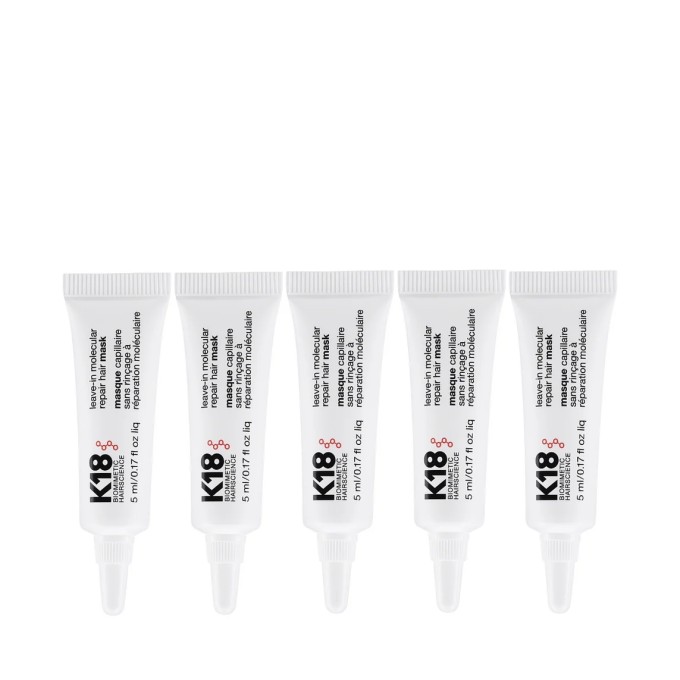 K18 Client Mask Pack ( 5 x 5 ml ) - nenuplaunama kaukė plaukams sustiprinti, 25 ml