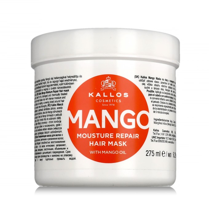 Kallos Cosmetics Mango Moisture Repair kaukė pažeistiems plaukams, 275 ml
