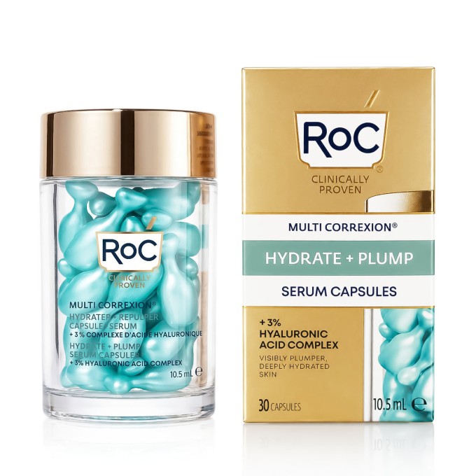RoC Multi Correxion®️ Hydrater + Repulper Capsules drėkinamasis serumas, 10.5 ml