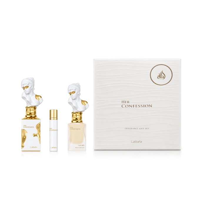 Lattafa Her Confession EDP 100 ml + EDP MINI 12 ml + Hair Mist 50 ml – kvepalų rinkinys moterims