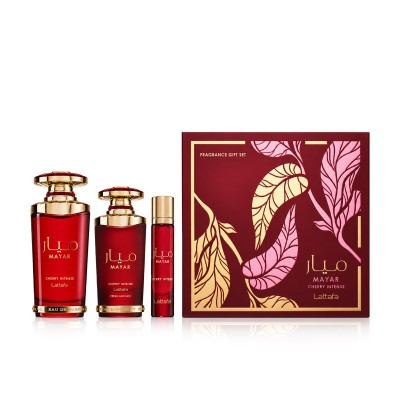 Lattafa Mayar Cherry Intense EDP 100 ml + EDP MINI 12 ml + Hair Mist 50 ml – unisex kvepalų rinkinys