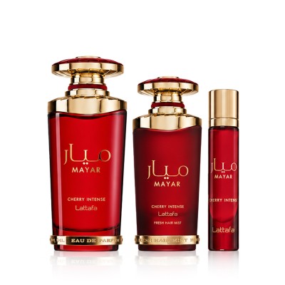 Lattafa Mayar Cherry Intense EDP 100 ml + EDP MINI 12 ml + Hair Mist 50 ml – unisex kvepalų rinkinys