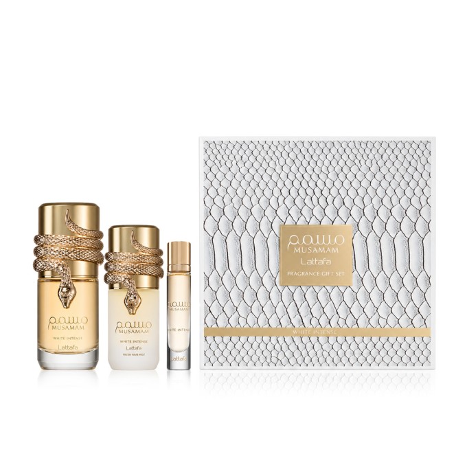 Lattafa Musamam White Intense EDP 100 ml + EDP MINI 12 ml + Hair Mist 50 ml – unisex kvepalų rinkinys