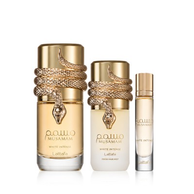 Lattafa Musamam White Intense EDP 100 ml + EDP MINI 12 ml + Hair Mist 50 ml – unisex kvepalų rinkinys