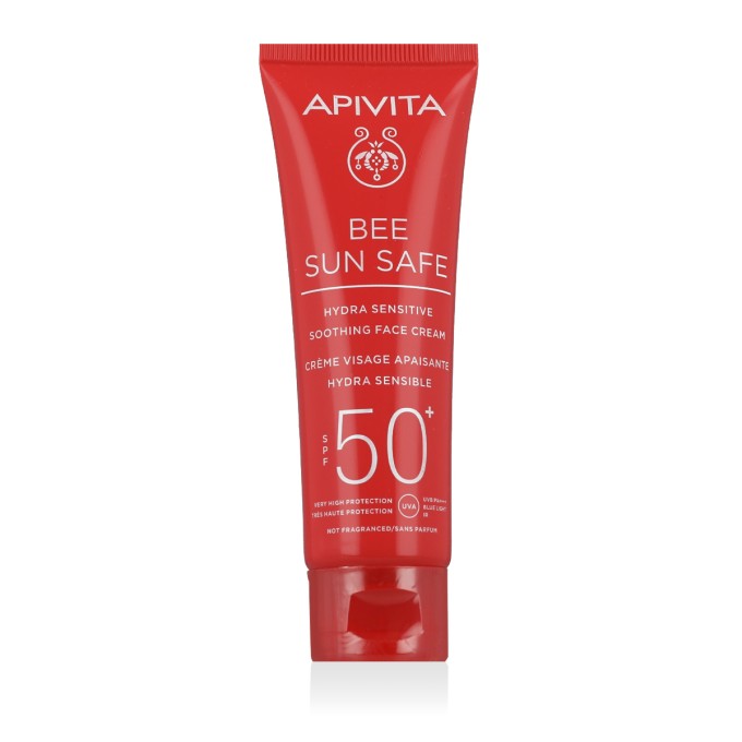 Apivita Bee Sun Safe Hydra Sensitive Soothing Face SPF 50+ drėkinamasis kremas su SPF, 50 ml