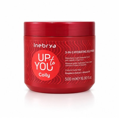 Inebrya Up To You Coily 3-in-1 Hydrating Jelly drėkinamoji plaukų kaukė, 500 ml