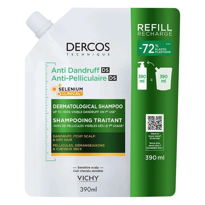 Vichy Dercos Anti-Dandruff Dry Hair ECO Refill - šampūno nuo pleiskanų sausiems plaukams