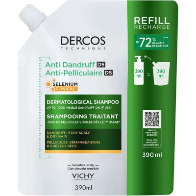 Vichy Dercos Anti-Dandruff Dry Hair ECO Refill - šampūno nuo pleiskanų sausiems plaukams