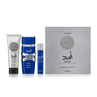 Lattafa Asad Zanzibar Limited Edition EDP 100 ml + EDP MINI 12 ml + SG 100 ml – rinkinys vyrams